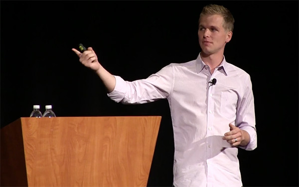 Ryan Delk presenting his conference talk at Microconf 2014